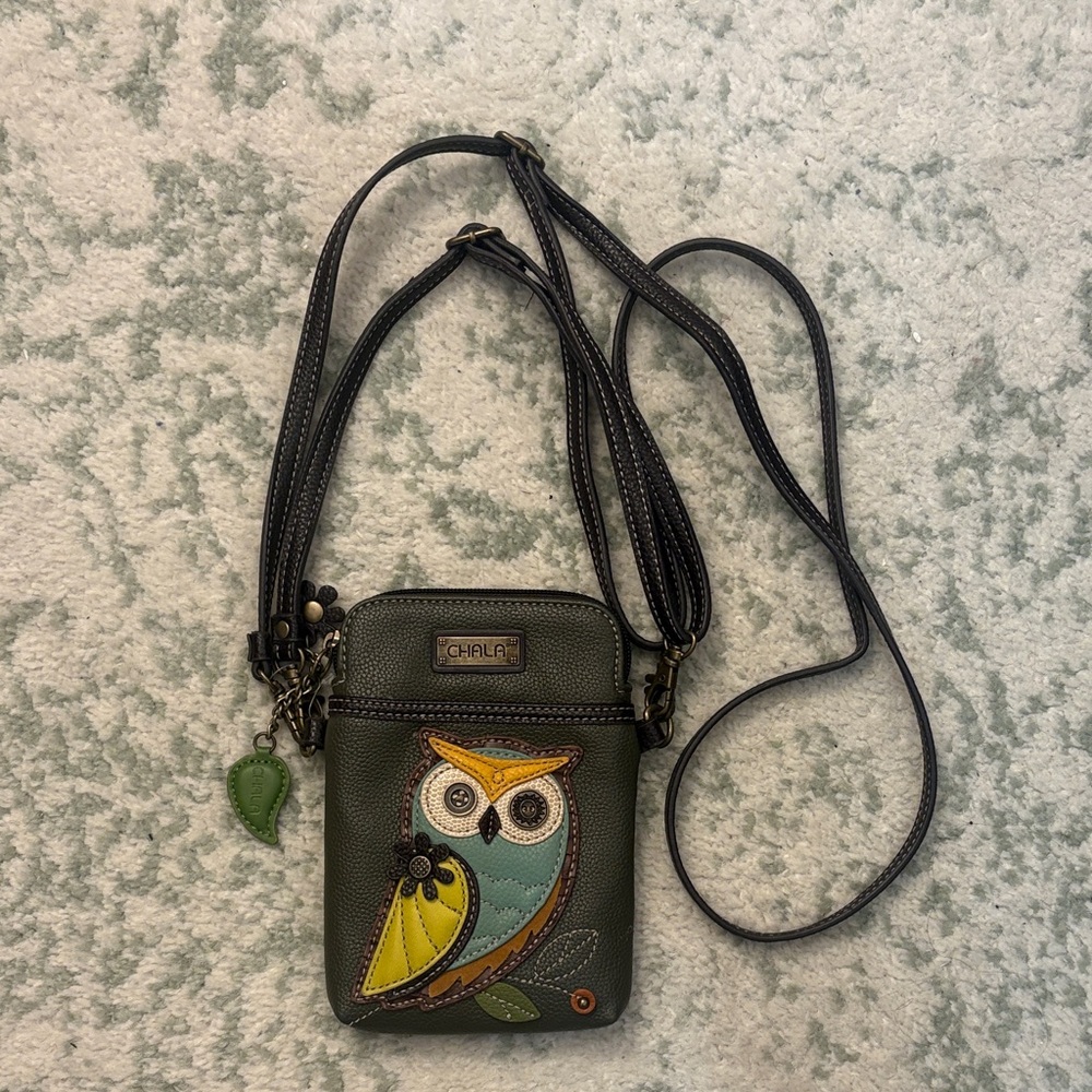 Chala Olive Owl Crossbody Bag